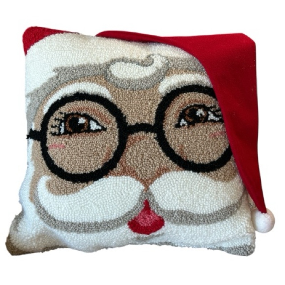 Ashland Santa Face Throw Pillow Christmas Noel Square Pillow-New-16”x16” Red